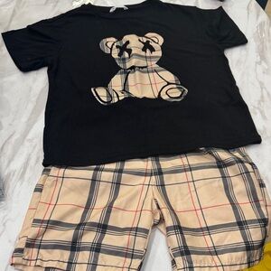 Kids Black and Tan Bear Pajama Set